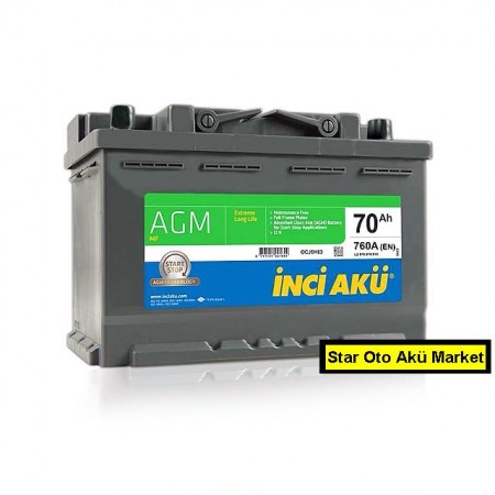 İnci Akü Fiyatları - Start Stop 70 Amper İnci Akü - Agm Akü